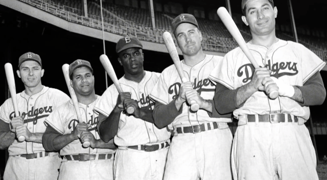 Jackie Robinson playing baseball